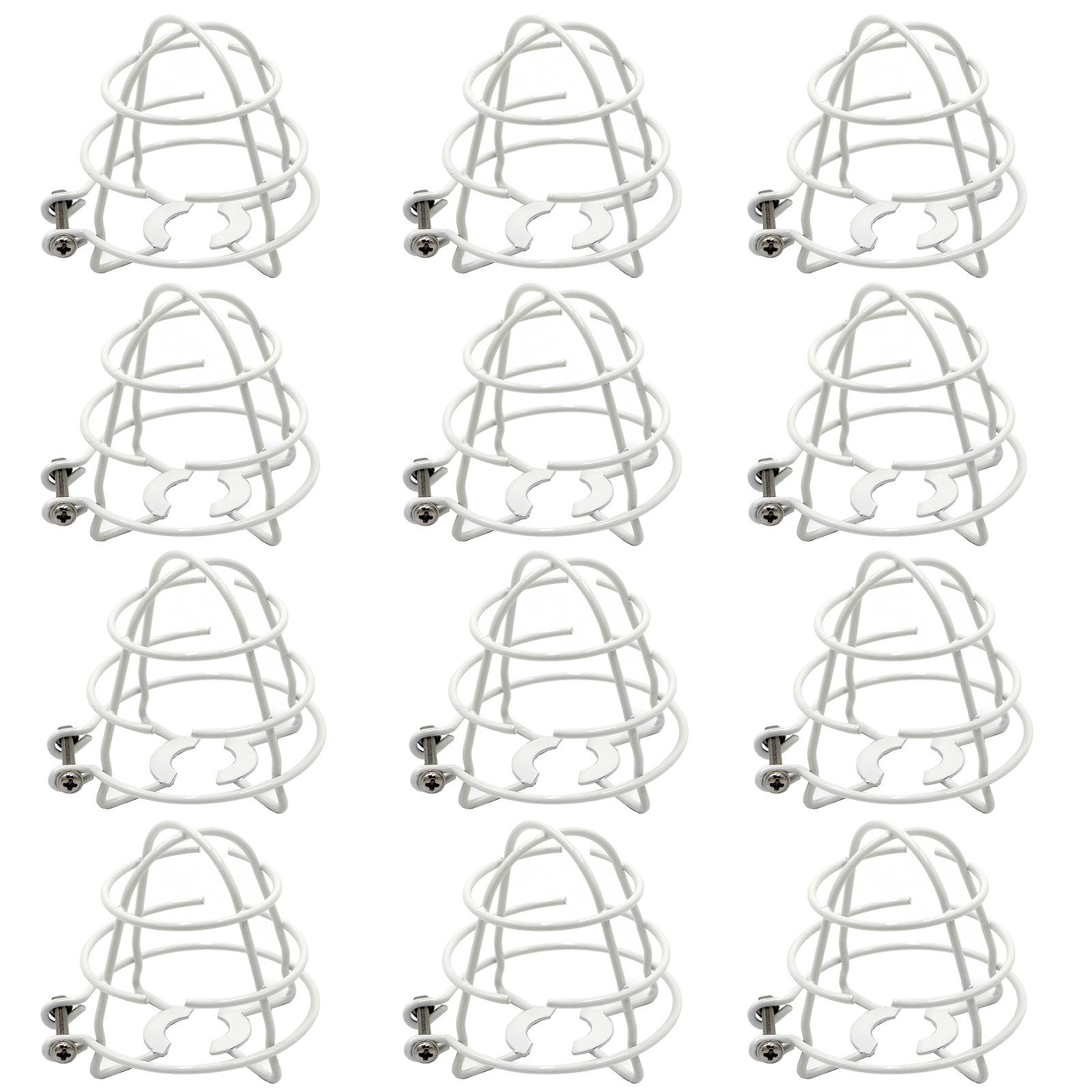 1/2″ Fire Sprinkler Head Cage Guard (12 Pack, White, Steel, Wall Mount)