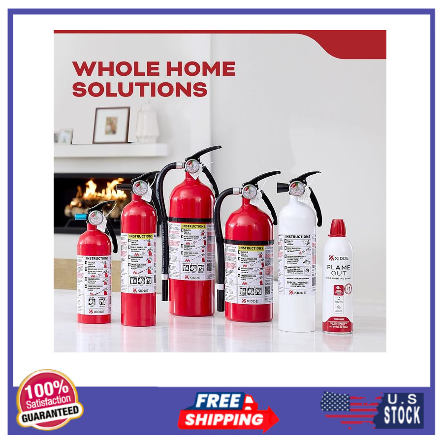 Kidde Fire Extinguisher, 1-A:10-B:C, Dry Chemical, 2-Pack, Red, Mounting Bracket