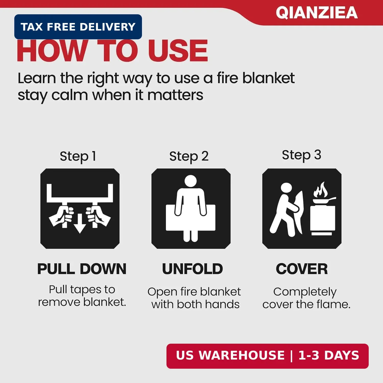 4 Pack Fire Blanket 40″ x 40″ – Emergency Fire Blanket for Kitchen & Home, Fiber