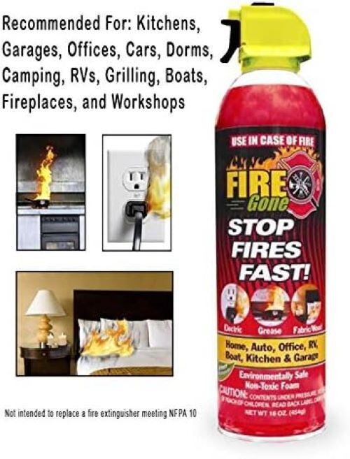 Fire Gone 5-in-1 Compact Fire Extinguisher for Car, Grease, and Electrical Fires