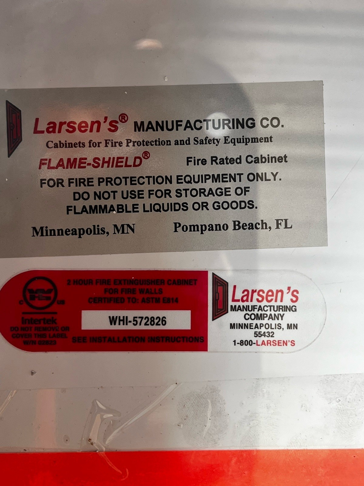Larsen’s Flame-Shield Fire Rated Extinguisher Cabinet semi recessed WHI-572826