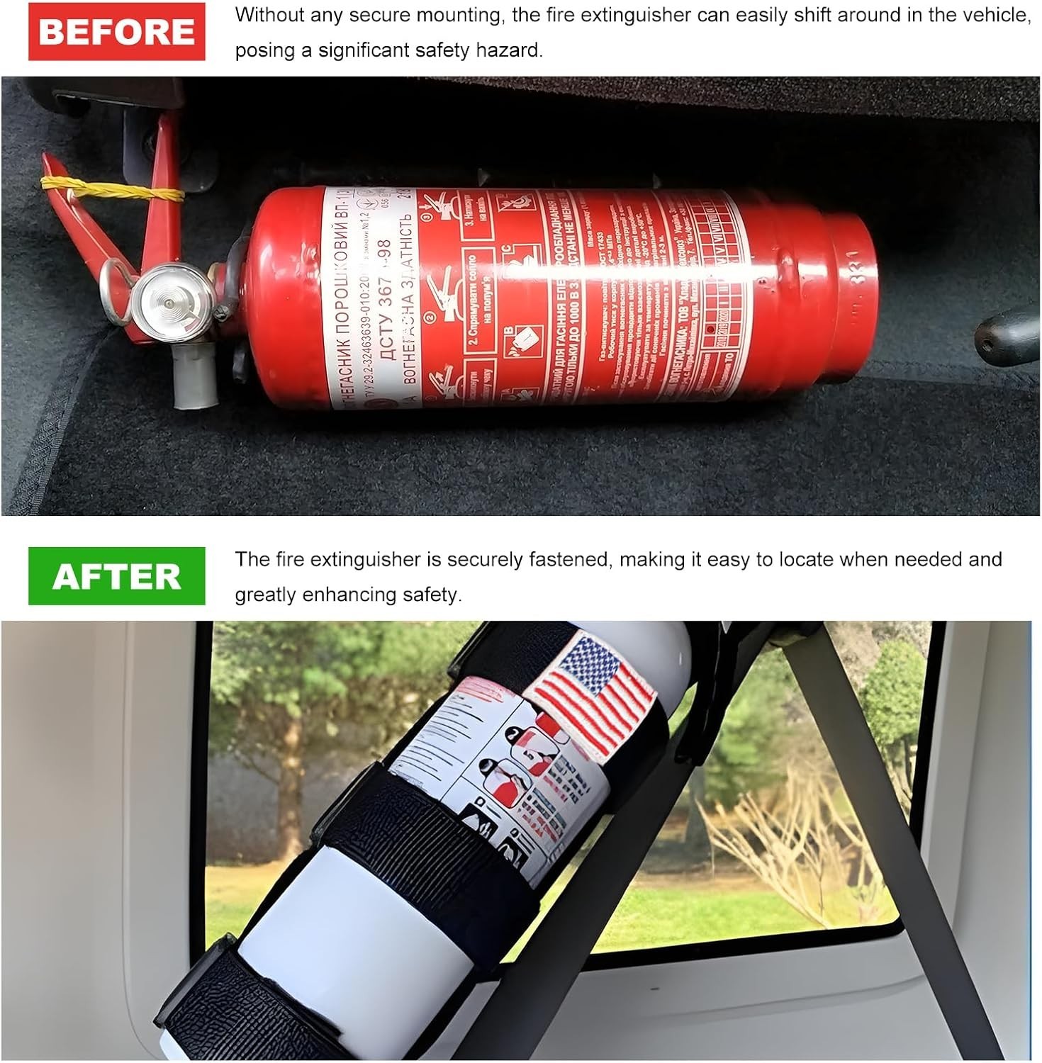 2 PCS Fire Extinguisher Holder, Adjustable Roll Bar Extinguisher Strap with A…