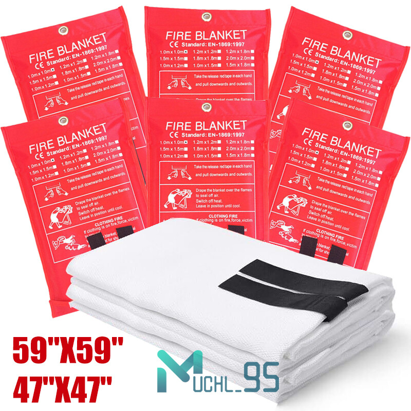 FIRE BLANKET Fiberglass Emergency Home Office Retardant Prepared 59”x59”,LARGE