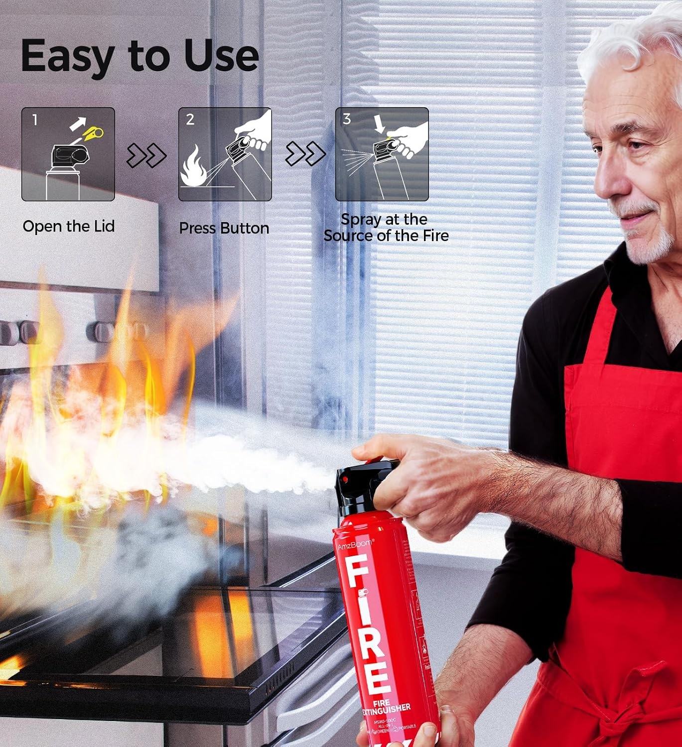 2 Pack Fire Extinguisher Spray ABCK Compact Home Car Kitchen with Bracket