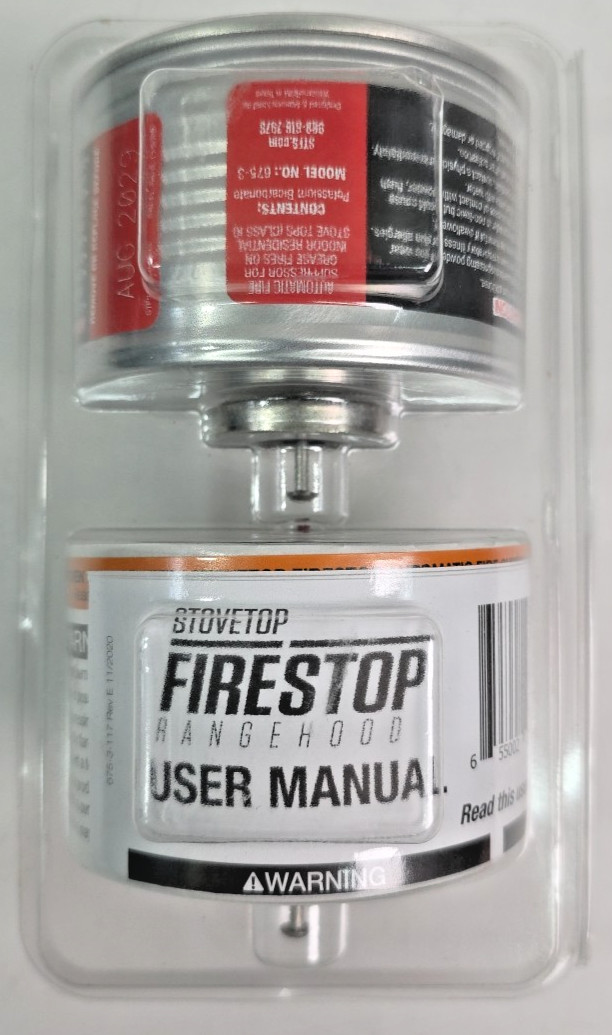 StoveTop FireStop RangeHood Fire Suppressor 675-3, 2 Pack, Exp 08/2029