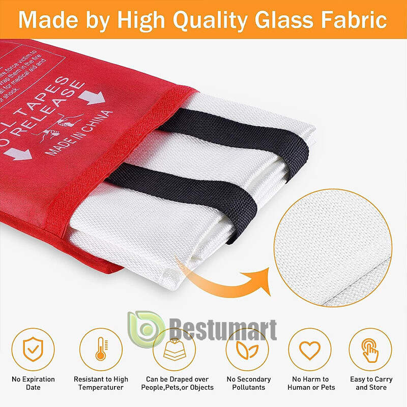 LARGE FIRE BLANKET 2-6Pack, 59”x59” Fiberglass Retardant Prepared Emergency