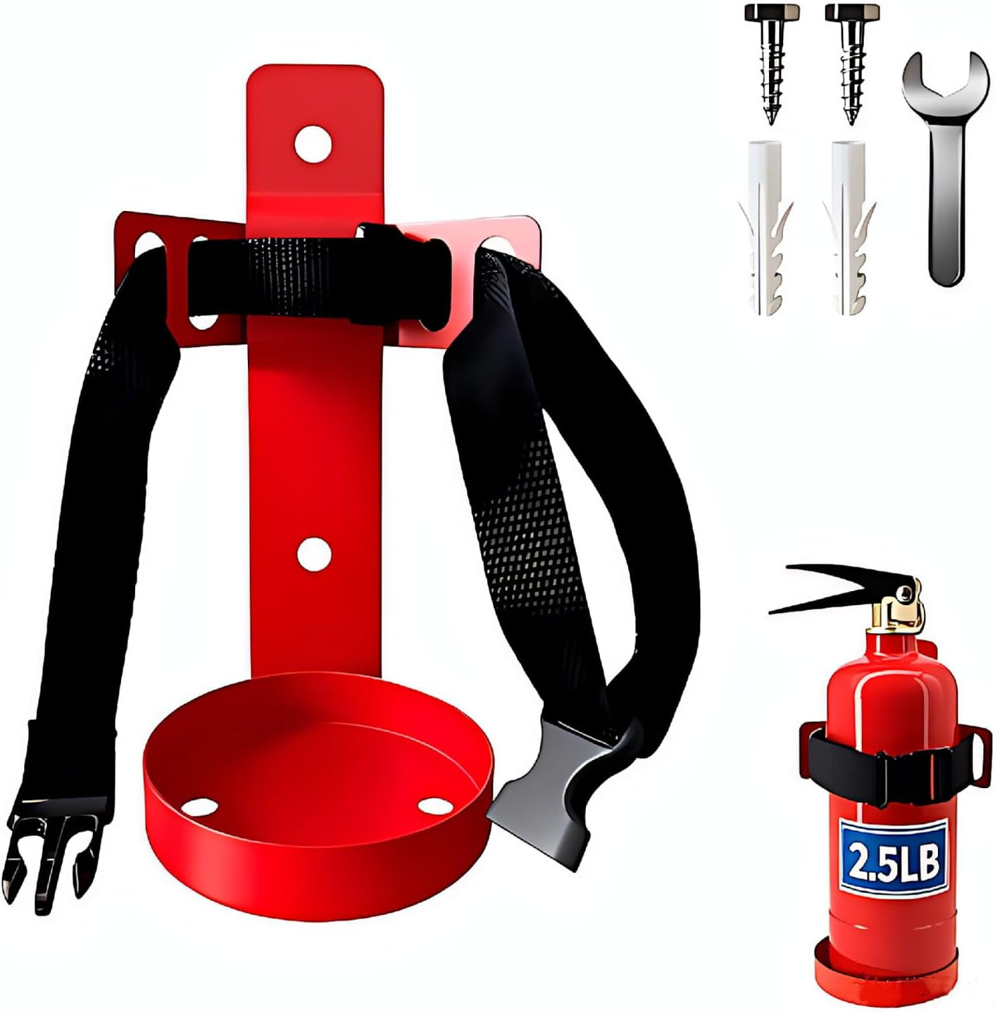2.5LB Small Fire Extinguisher Mount,Metal Fire Extinguisher Bracket Wall Mounted
