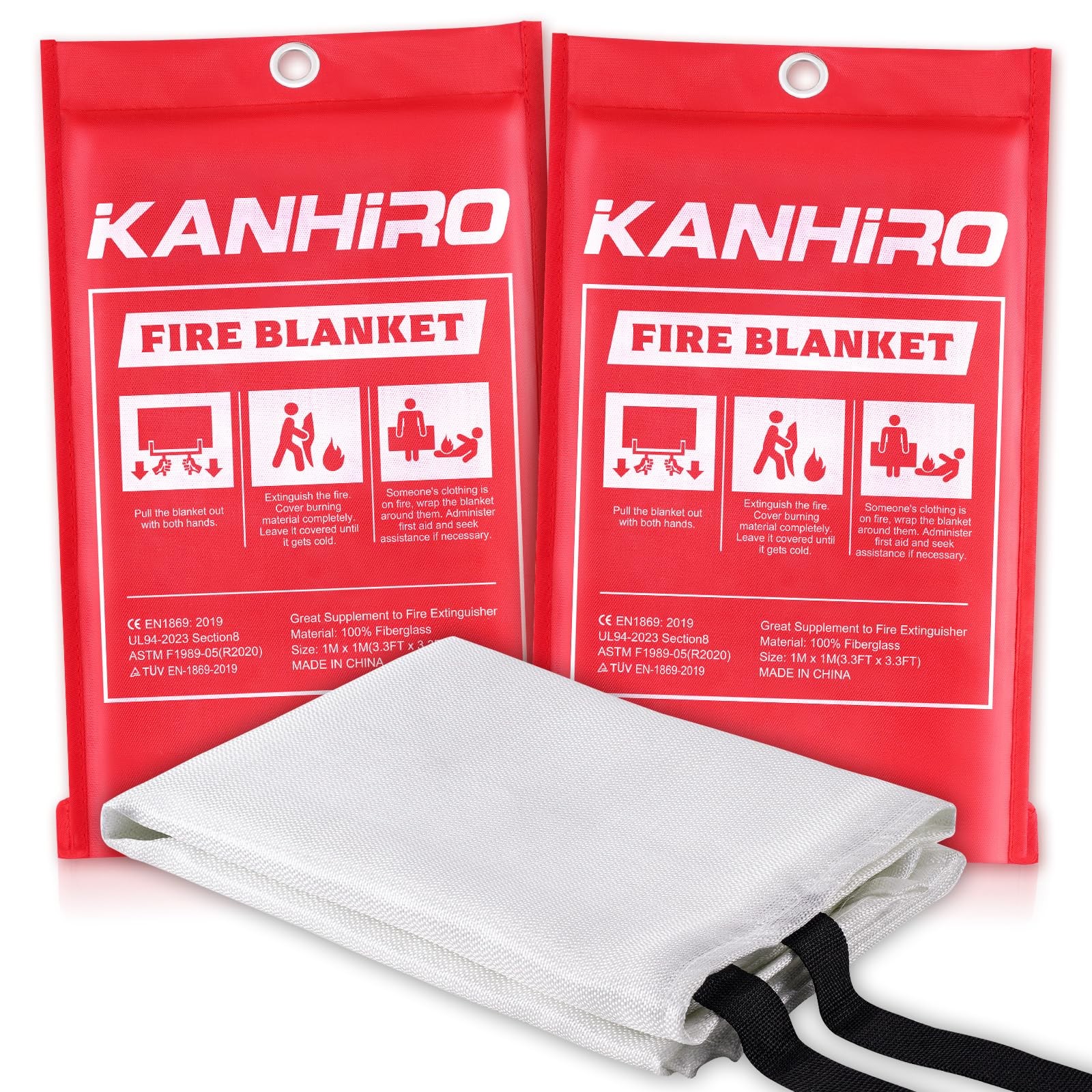 Fire Blanket Emergency for Home Kitchen – Fiberglass Fire Suppression Blanket…