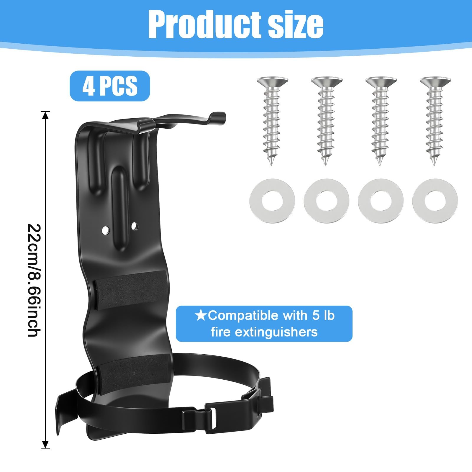 4 PCS Fire Extinguisher Mount Bracket 5 LB Metal Heavy Duty Wall Holder Car