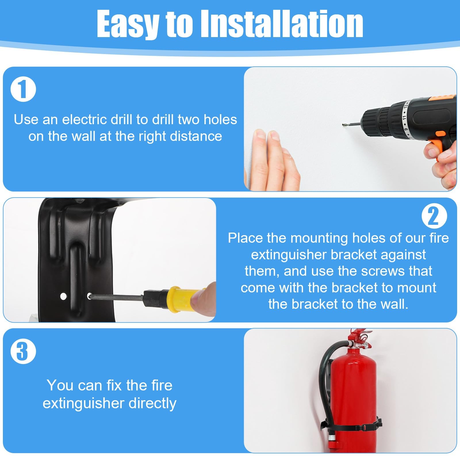 4 PCS Fire Extinguisher Mount Bracket 5 LB Metal Heavy Duty Wall Holder Car