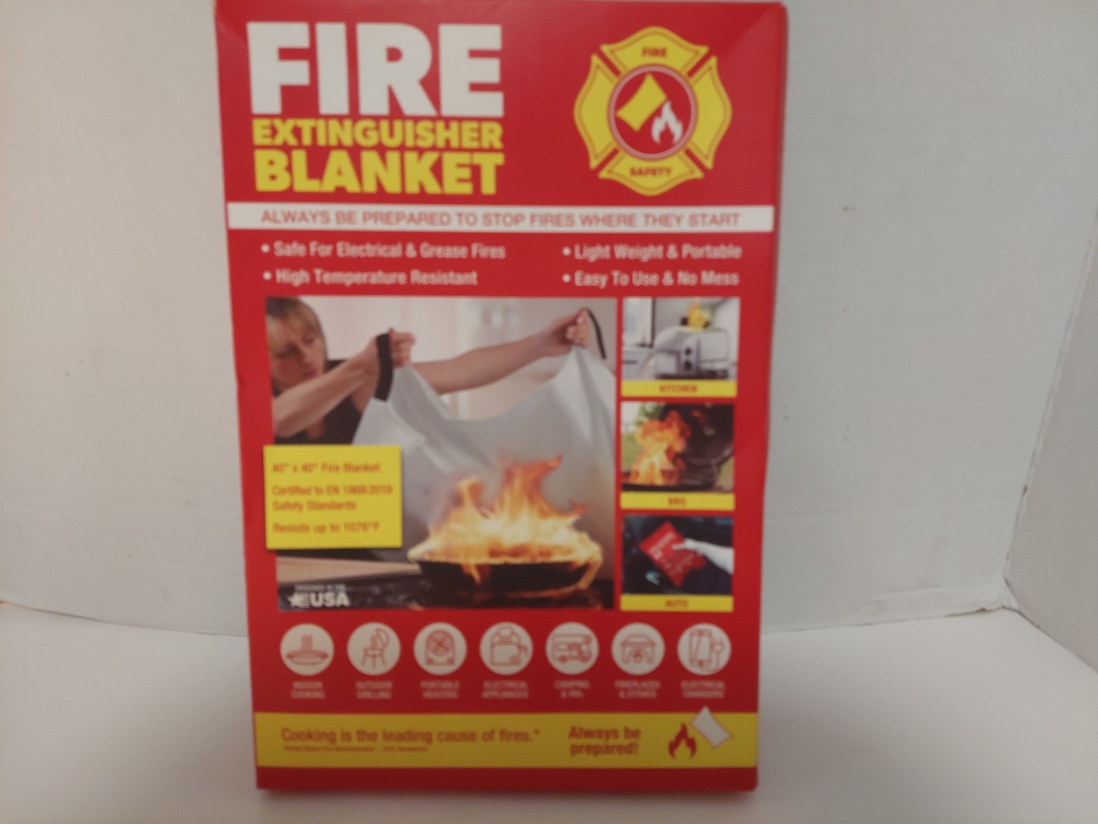 Fire Extinguisher Blanket 2 Pack Light Weight Easy To Use 40 x 40 Inch New