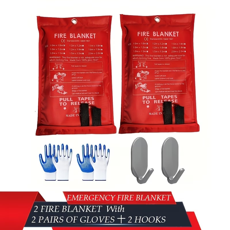 2 PSC-LARGE FIRE BLANKET Fiberglass Emergency Home Retardant Prepared 40″x40″