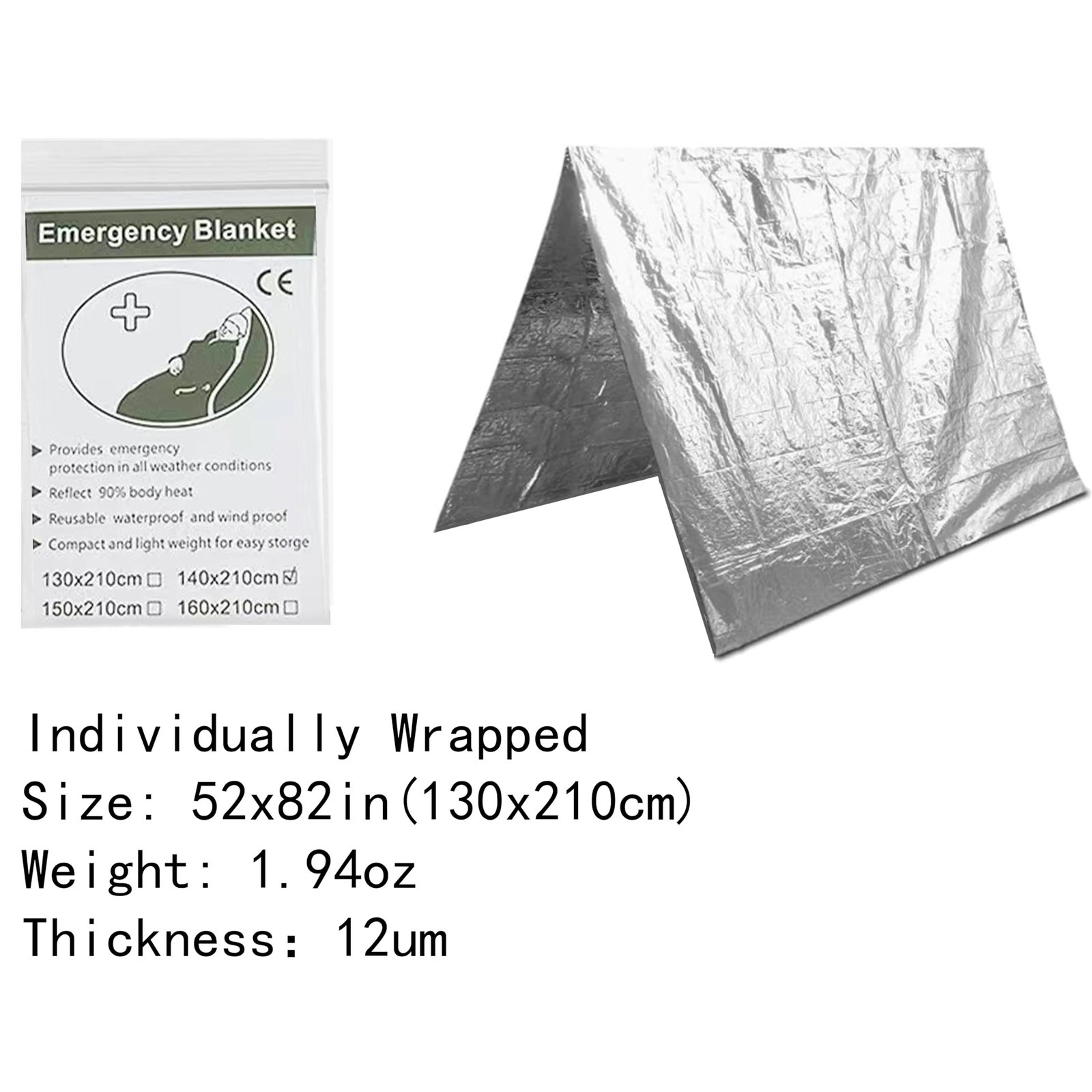 First Aid Mylar Rescue Blanket，Emergency Blankets for Survival Gear and Equip…