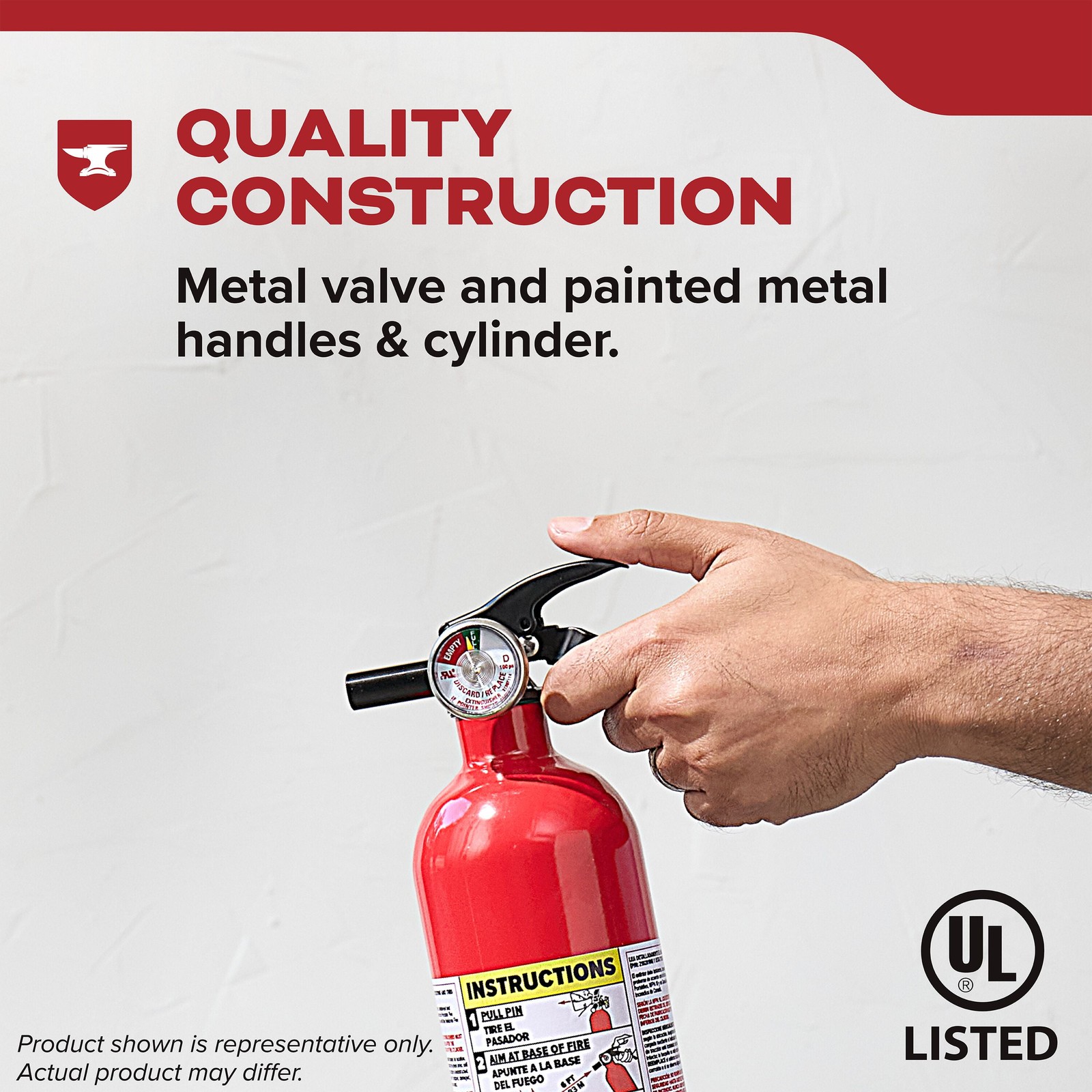 Vehicle Fire Extinguisher, Single-Use, Dry Powder, 5BC, with Stand