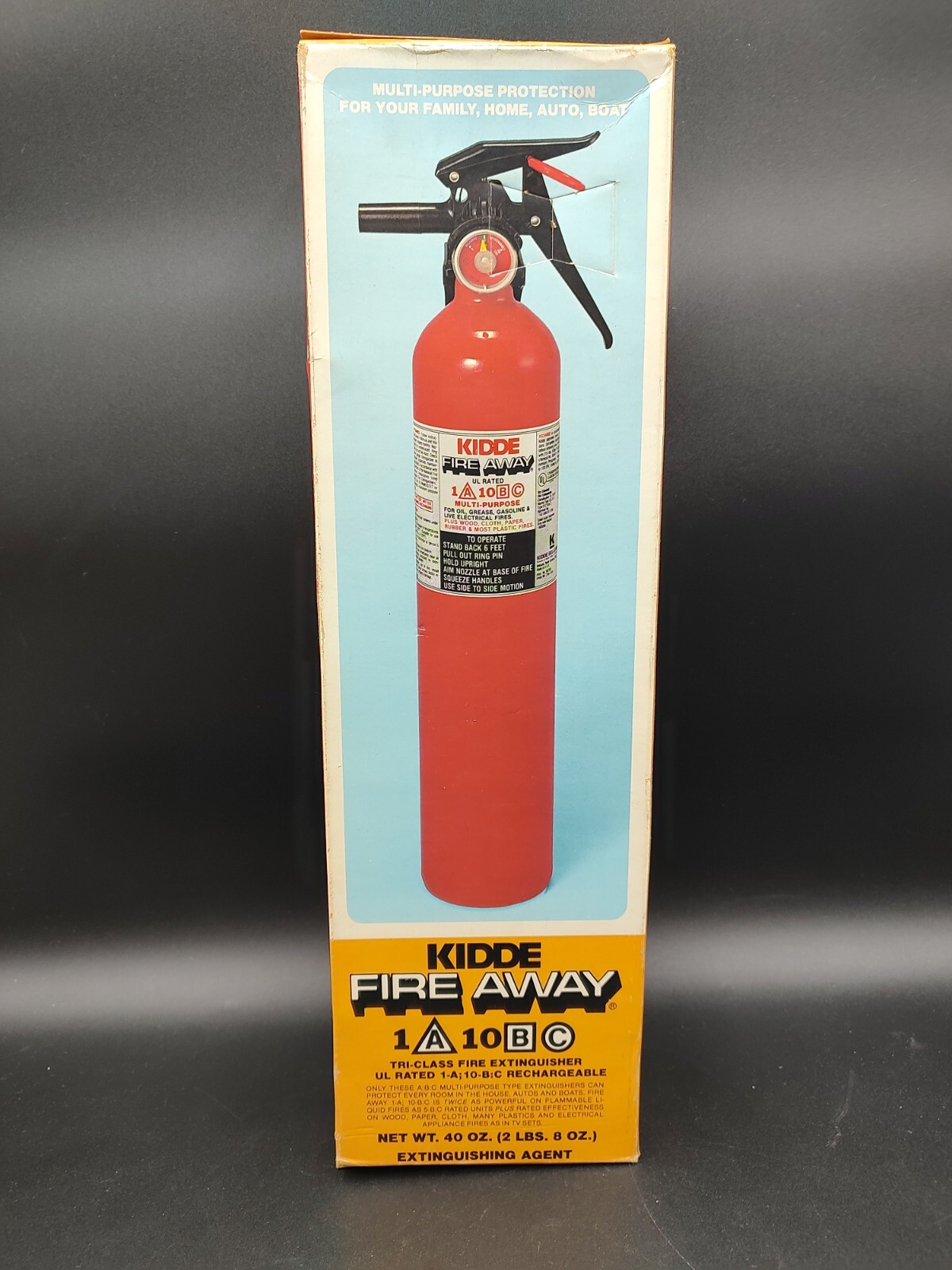 SEALED – VINTAGE KIDDE FIRE AWAY 897202 MULTI-PURPOSE FIRE EXTINGUISHER 1A10BC