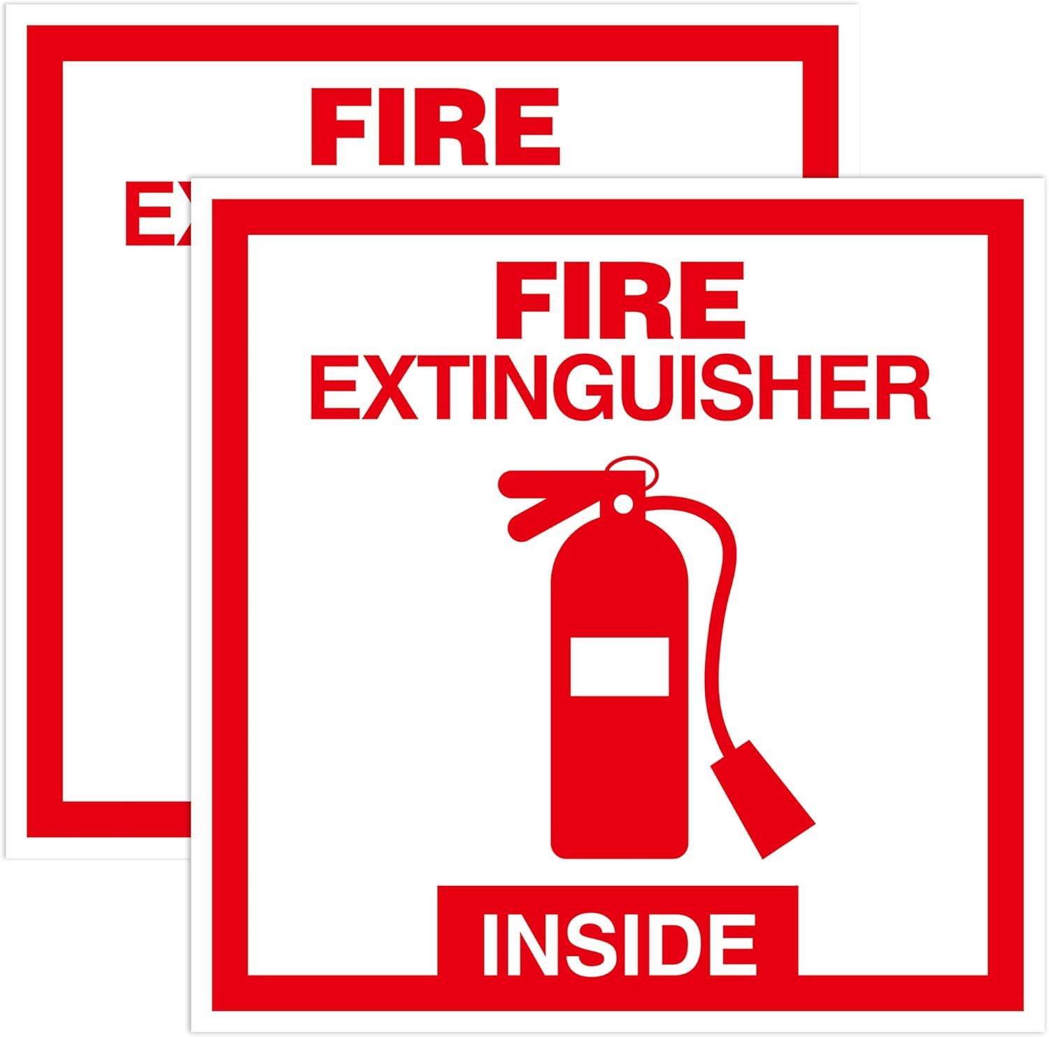 Fire Extinguisher Sign Stickers – 2 Pack, Waterproof, Self-Adhesive, Red/White