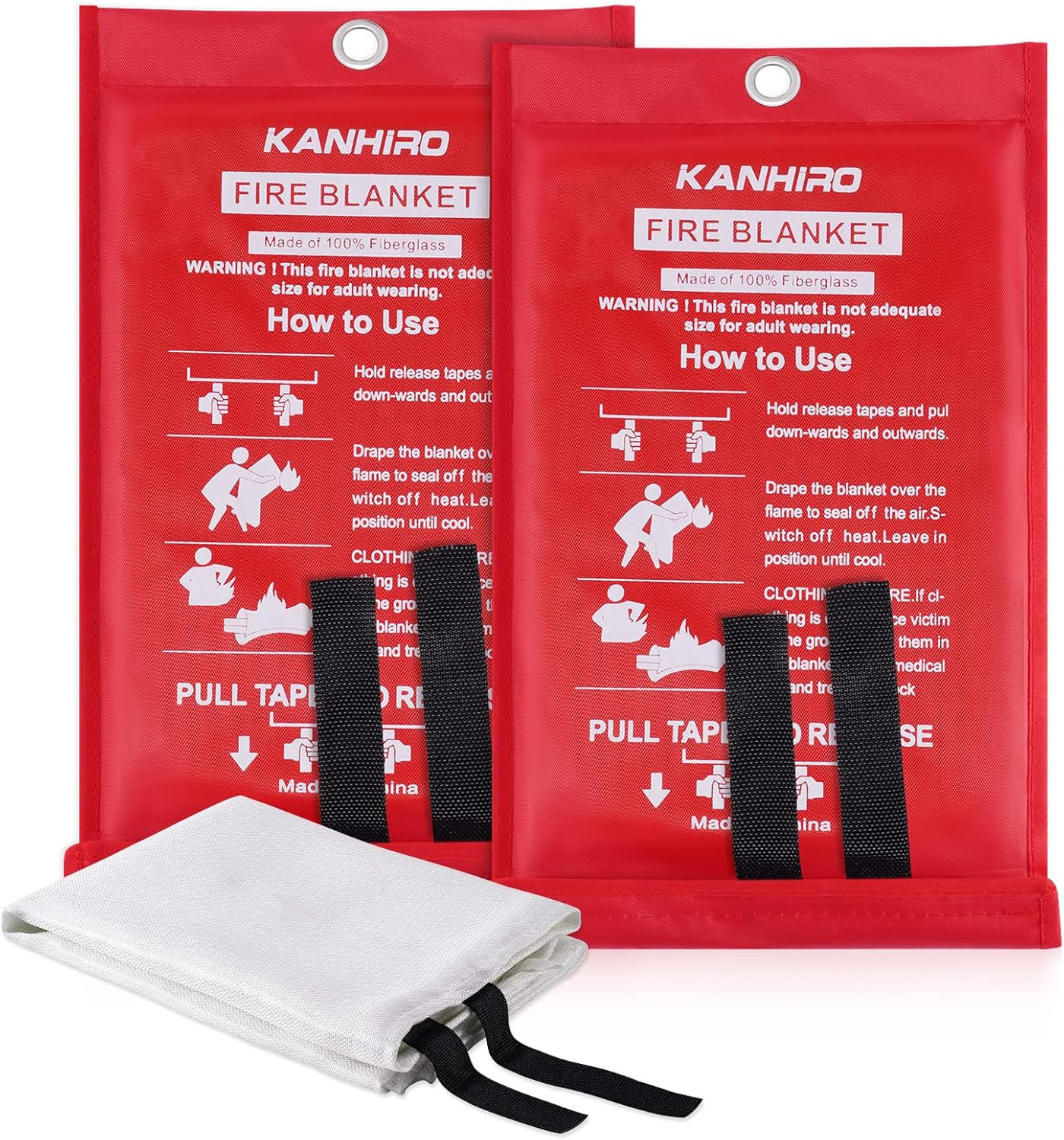 Fire Blanket Emergency for Home Kitchen – Fiberglass Fire Suppression Blanket…