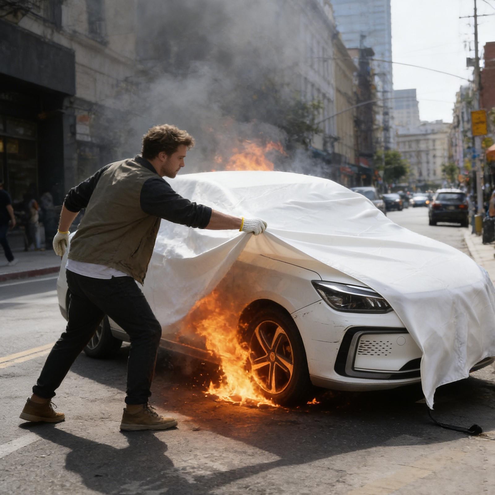 Emergency Fire Blanket for Car, Large Fiberglass Fire Suppression Blanket
