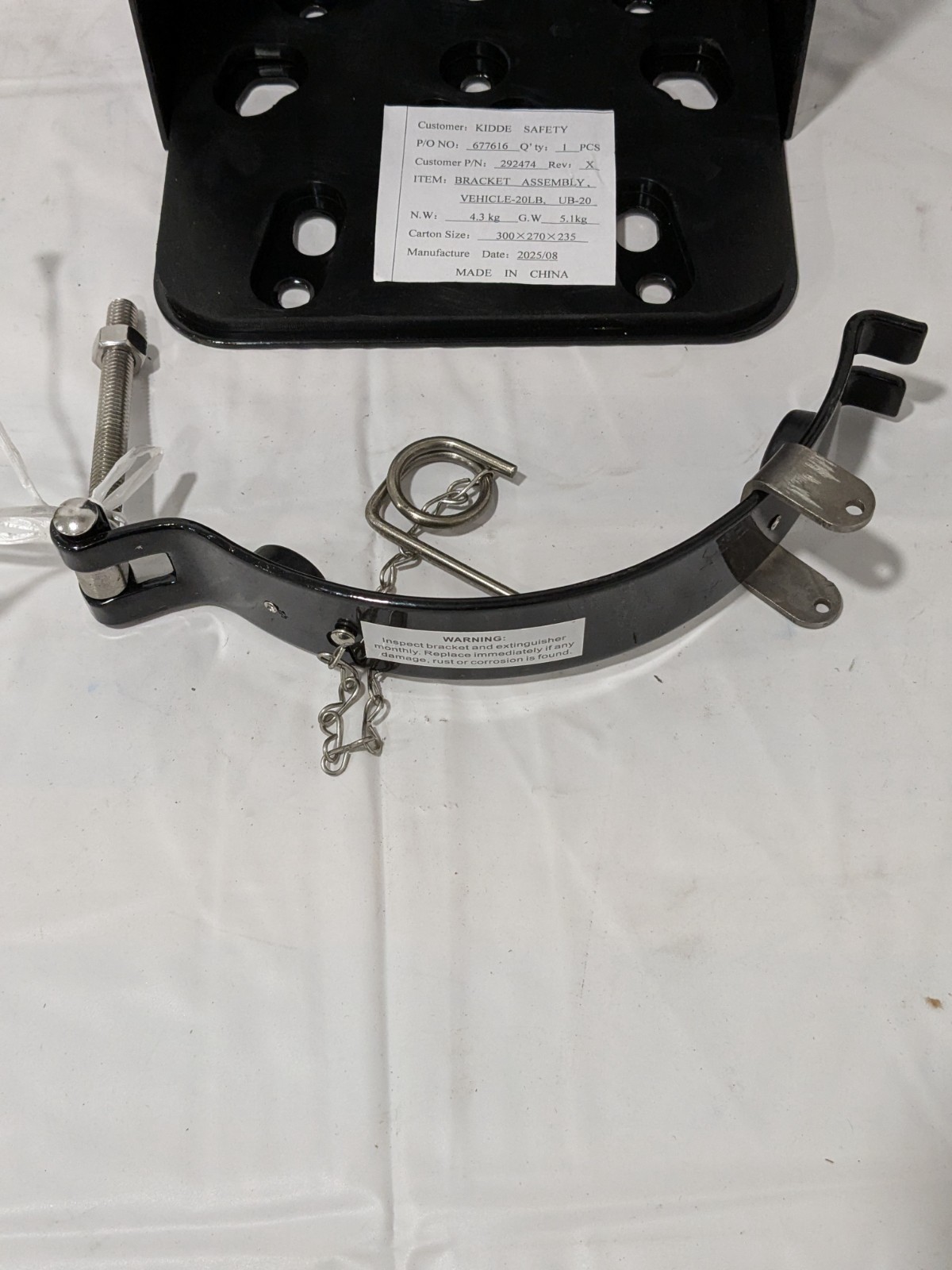 Kidde Black Heavy Duty Fire Extinguisher Bracket 20 Lb Capacity 292474