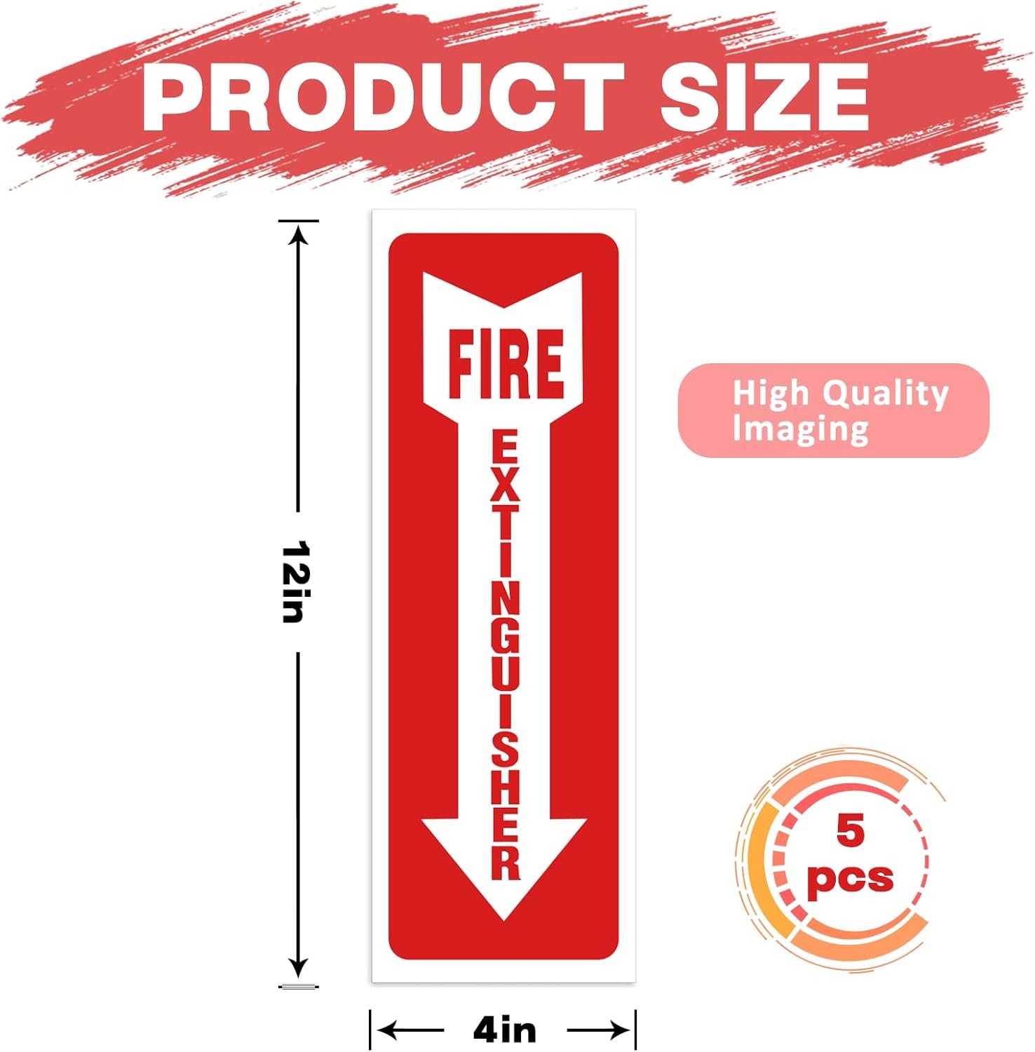 Fire Extinguisher Signs 4 Pack, 80 Mil Thick Plastic for Business & Office Use