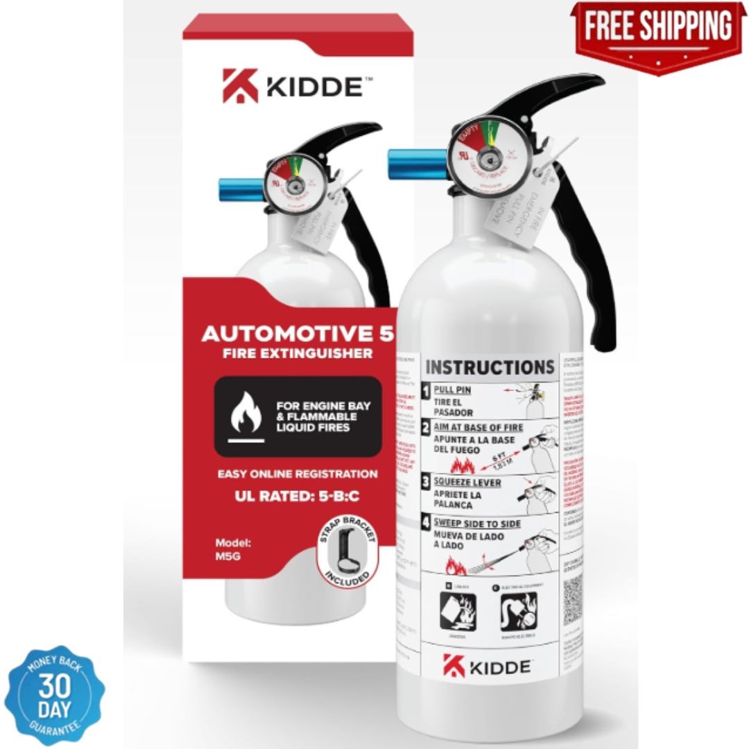Compact Automotive Fire Extinguisher – 5-B:C Dry Chemical for Vehicles