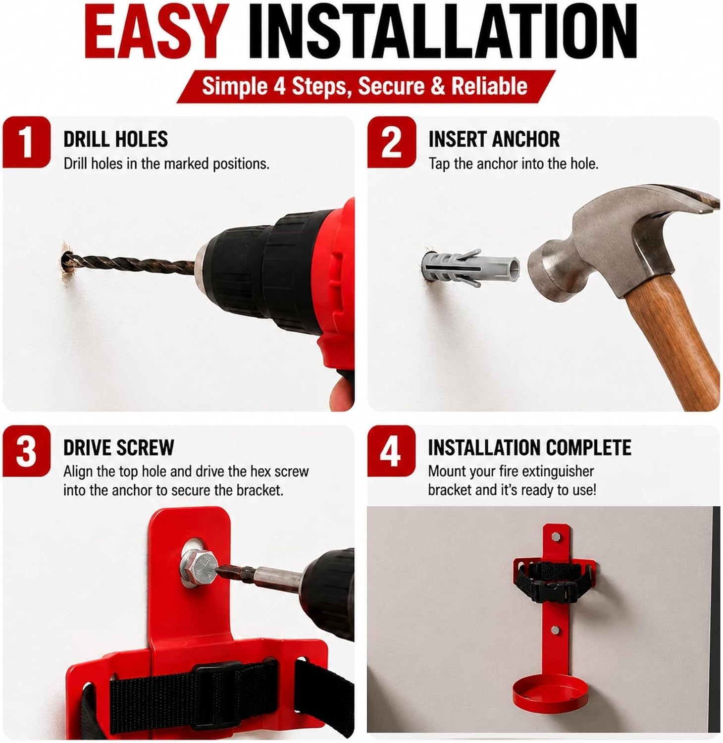 Compact Fire Extinguisher Wall Mount Bracket – Heavy Duty Quick Release Holde…