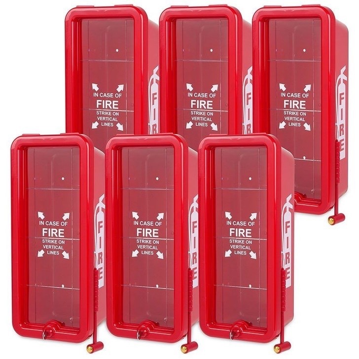 ✅🔥🧯(6-PACK) NEW 5lb. FIRE EXTINGUISHER CABINET WITH PLEXI GLASS, LOCK & HAMMER