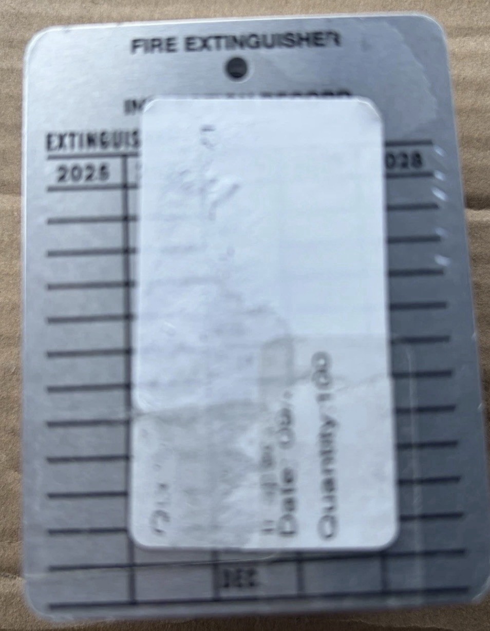 100-METAL FIRE EXTINGUISHER 4-YEAR INSPECTION TAGS 2025 – 2028 Sealed (D2)