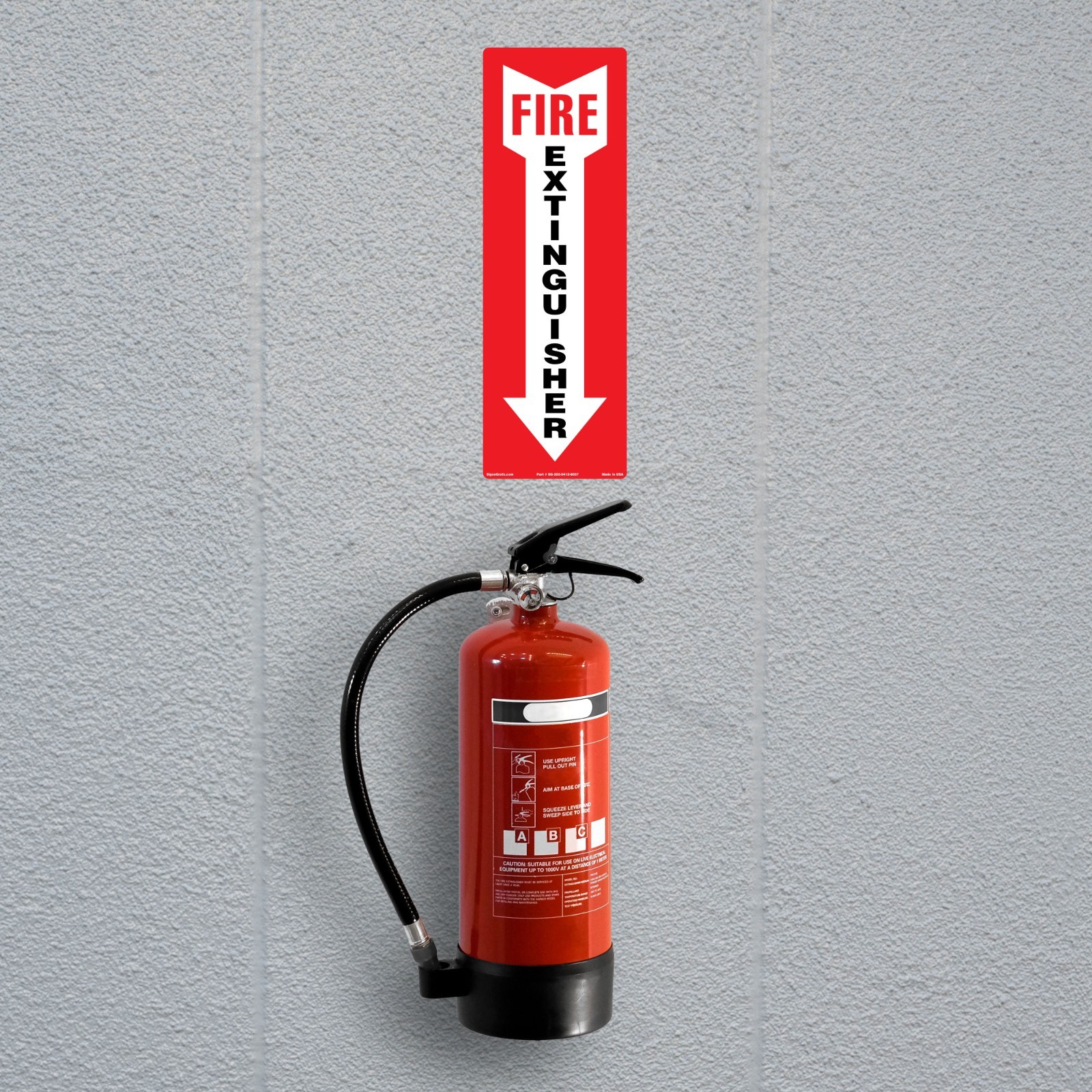 SIGNOGRAFX Fire Extinguisher Sticker Sign,5 Pack 4×12 In Fire Extinguisher Sign