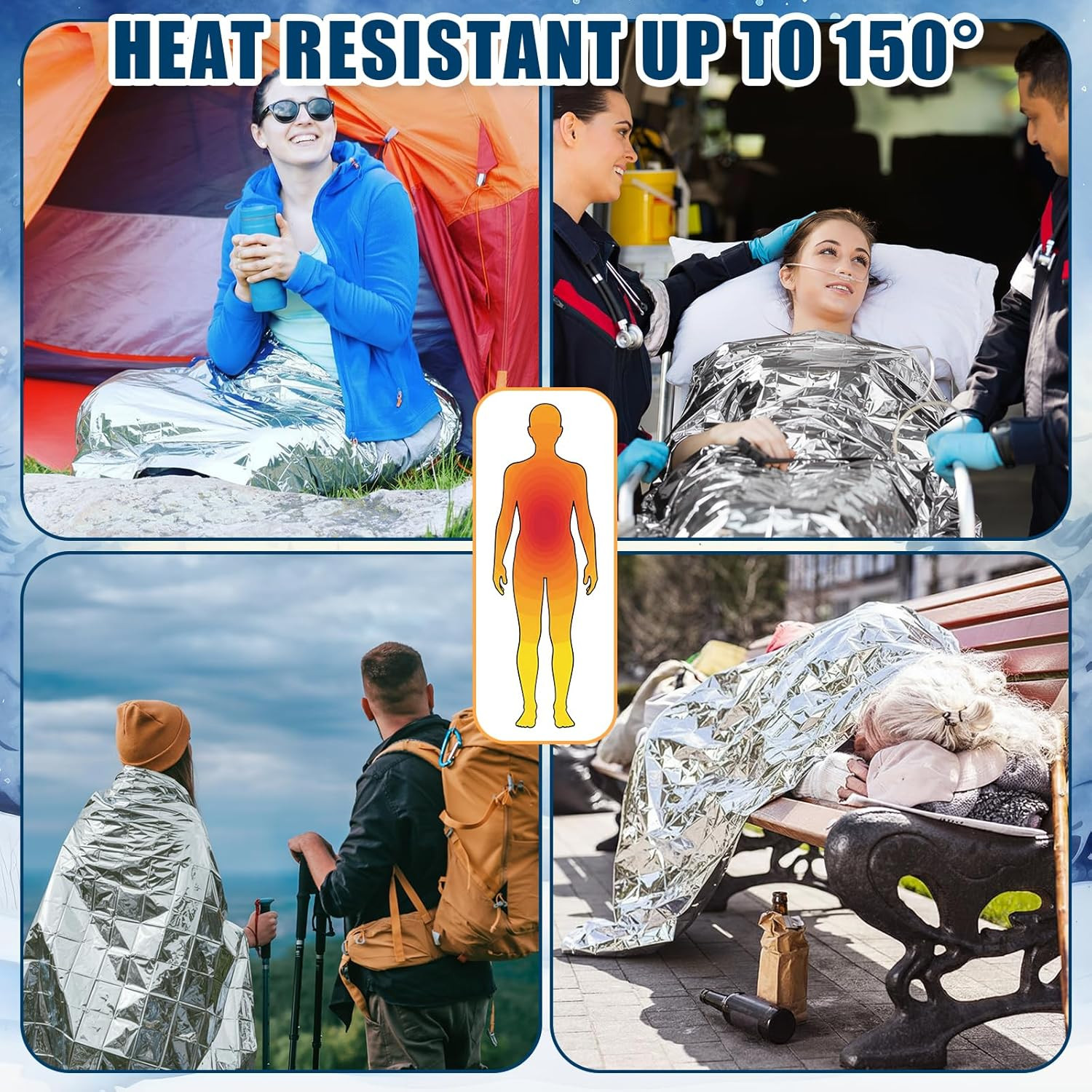 200 Pcs Emergency Blanket Knitted Gloves Bulk Homeless Survival Care Supplies Ki