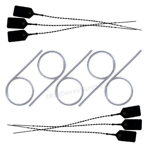 5 – Fire Extinguisher LOCK PINS and 6 – TAMPER SEALS (Black)