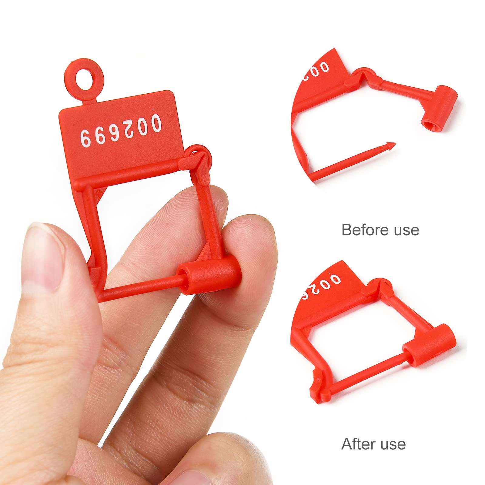 1000pcs Plastic Padlock Seals Tags Disposable Self-Locking Numbered Tag Tampe…
