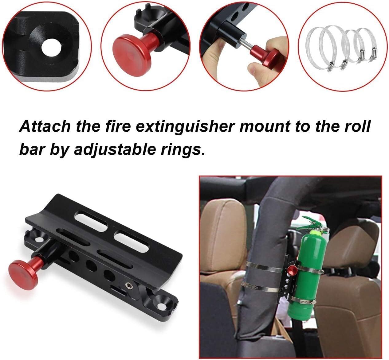 For Jeep JK UTV Car Roll Bar Fire Extinguisher Holder Mount Bracket Adjustable⚘