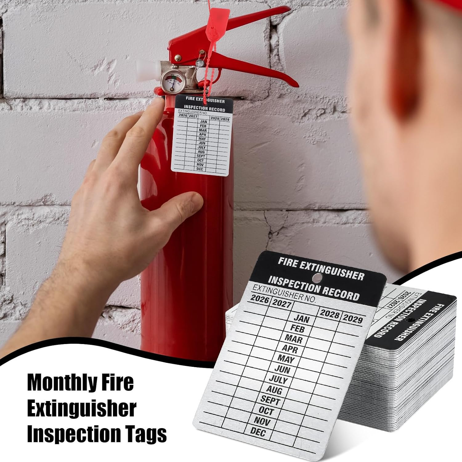 100 Set Fire Extinguisher Tag Bulk 2026-2029 Monthly Aluminum Metal Fire Extingu