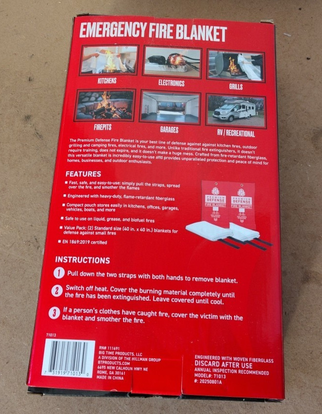 Premium defense by Hillman—Emergency Fire Blanket 40 X 40 BRAND NEW 2PACKS