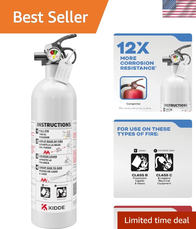 Personal Watercraft Fire Extinguisher – 2.5 lb 5-B:C, All-Metal with Safety Pin