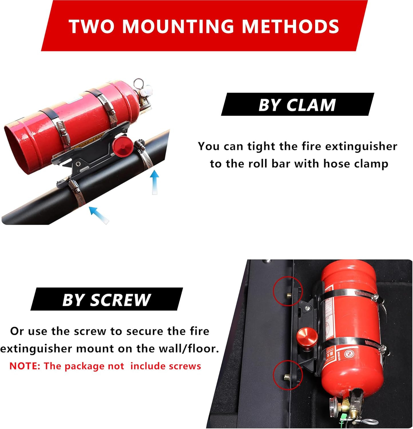 Quick Release Fire Extinguisher Mount – Aluminum Adjustable UTV Roll Bar Fire Ex