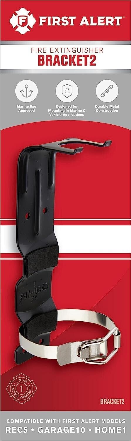 FIRST ALERT BRACKET 2 Replacement Fire Extinguisher Bracket Black