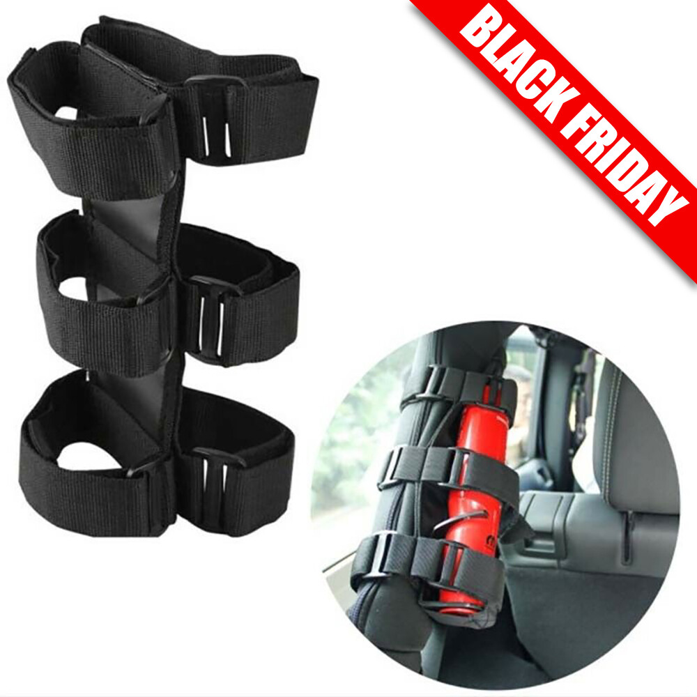 Black Roll Bar Fire Extinguisher Holder for 07 -22 Jeep JK JL Wrangler Unlimited