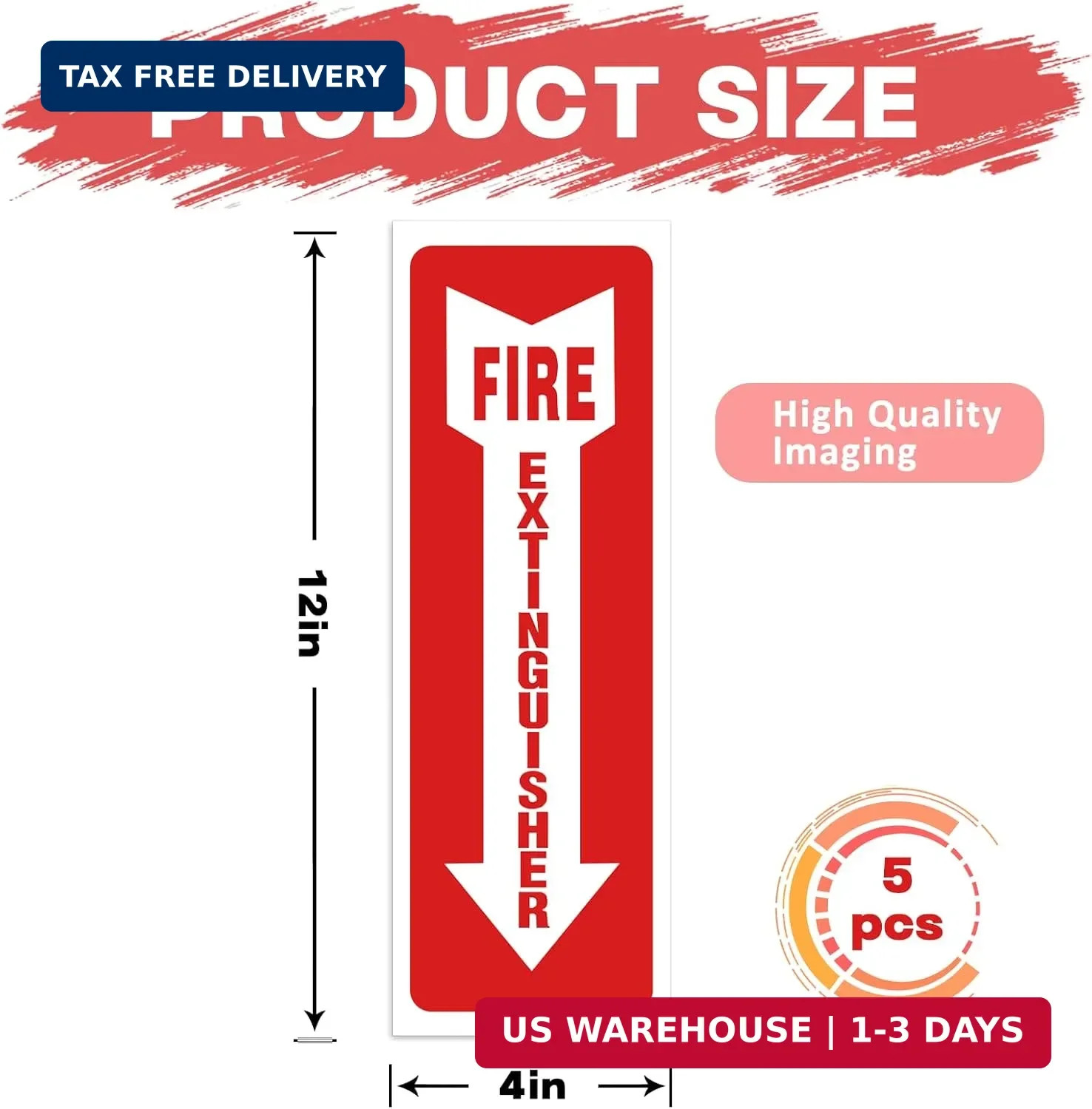 Fire Extinguisher Stickers 4×12 Inch, 5PCS Fire Extinguisher Signs, Fire Extingu