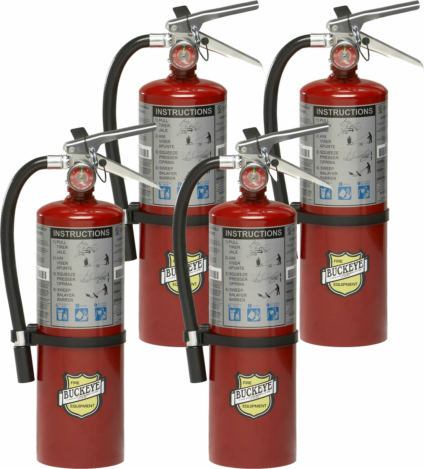 ✅🔥🧯4-PACK-NEW BUCKEYE 5-LB ABC 2023 CERT. FIRE EXTINGUISHER W/WALL & SIGN