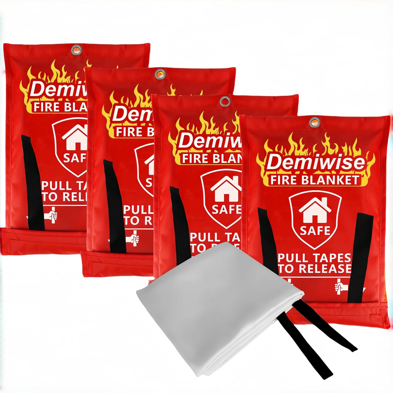Fire Blankets for Home and Kitchen,4-Pack 40″X40″ Emergency Fire Safety Blankets