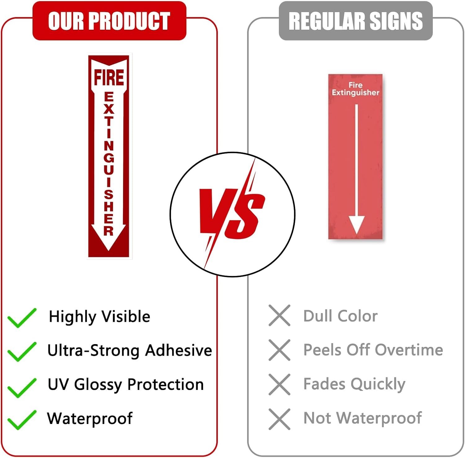 3 Pack Fire Extinguisher Stickers – Easy Application, Landscape Orientation