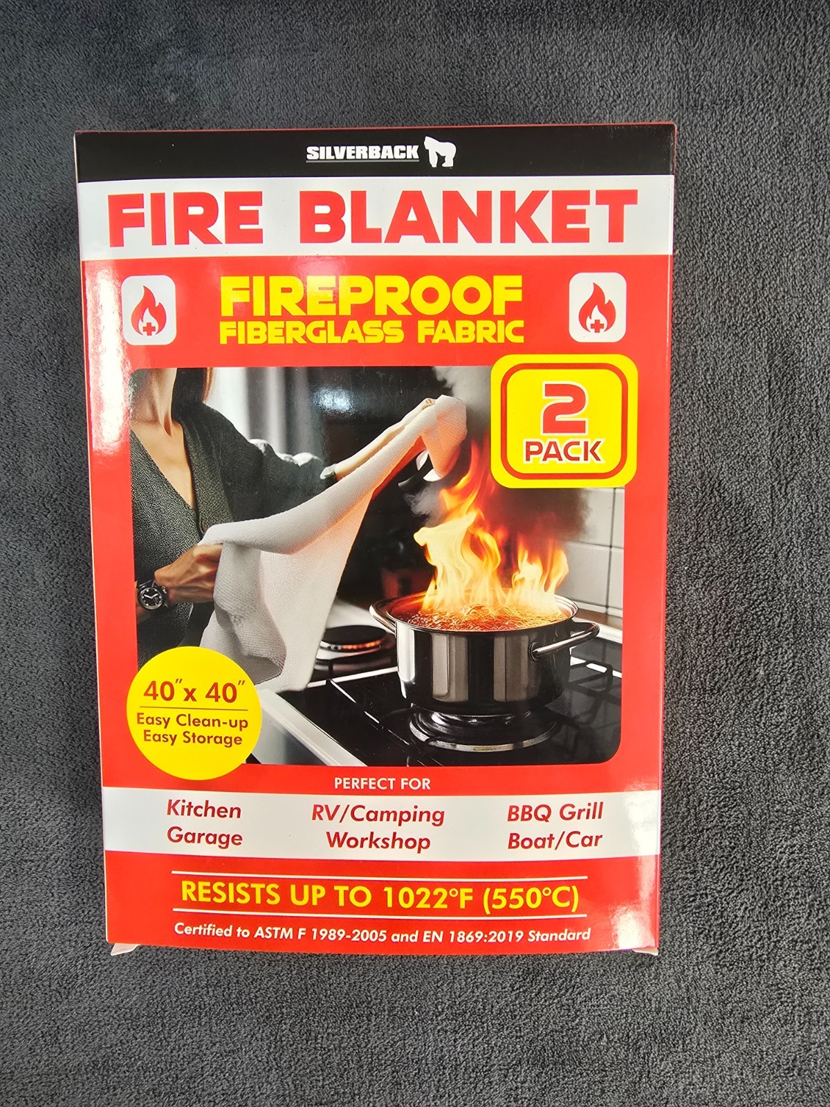 Silverback 40″ X 40″ Fireproof Fiberglass Fire Blanket 2 Pack