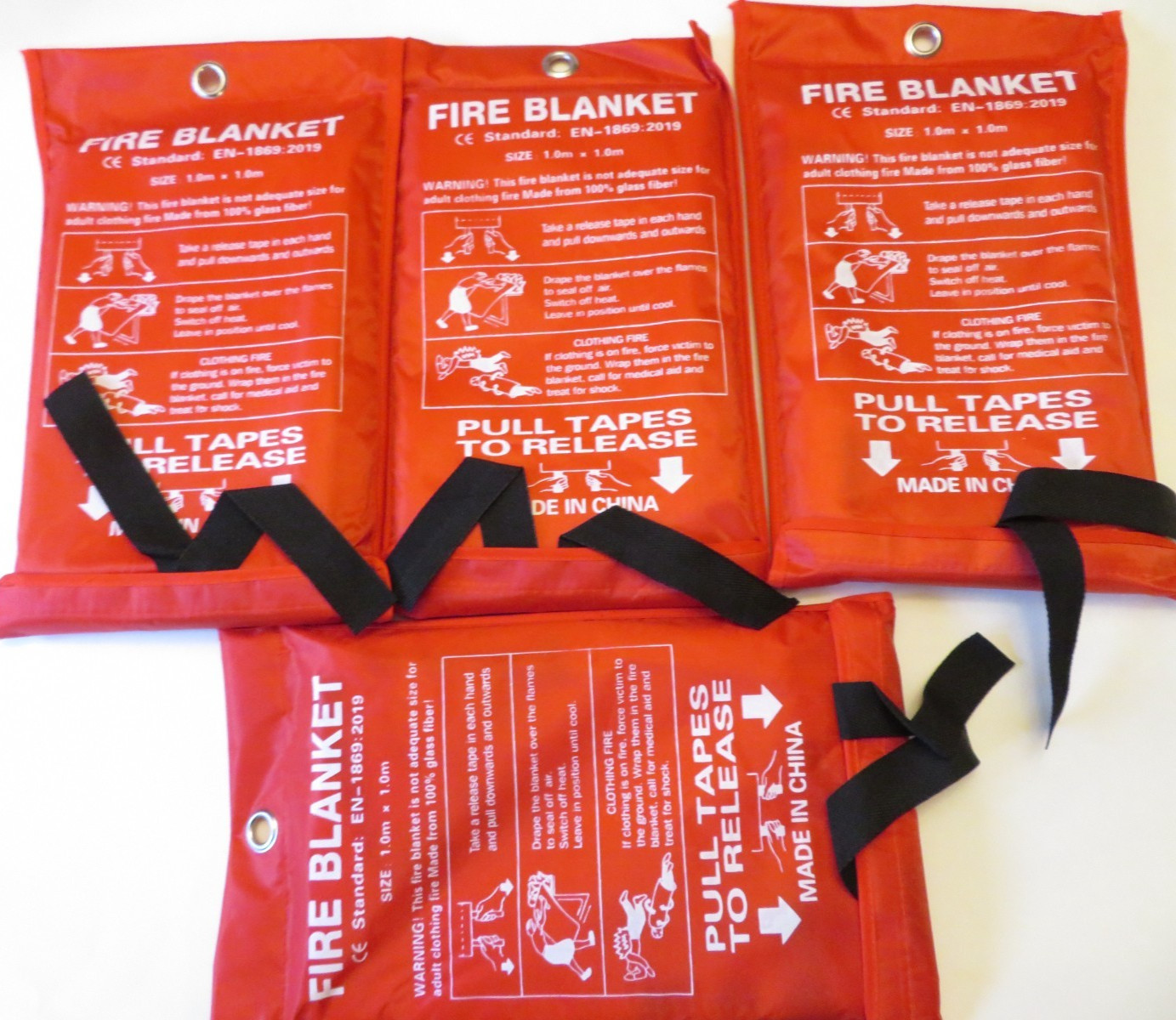 Emergency Fire Blanket standard 33×33 For Home & Kitchen Fire pits BBQ – 4 Pack