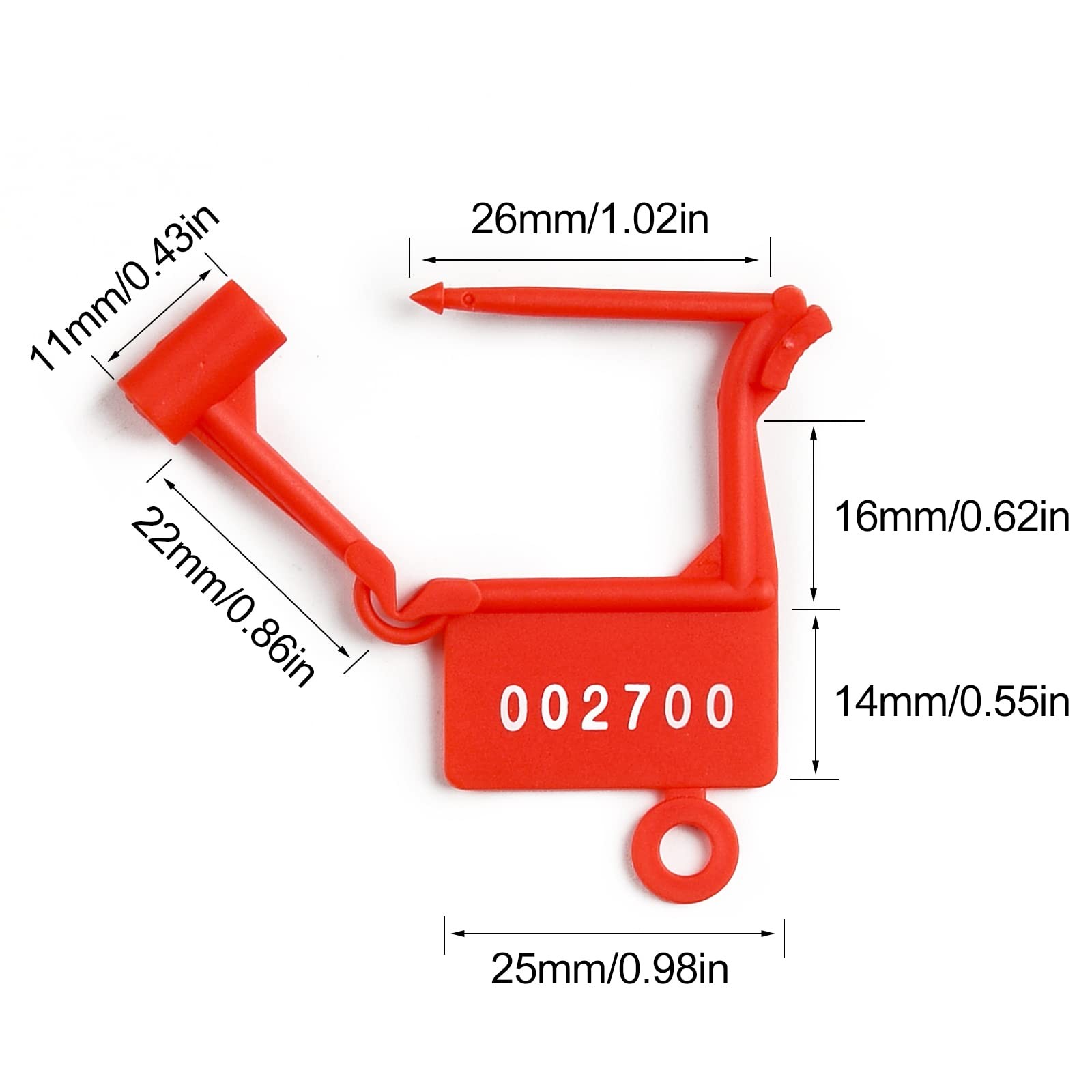 1000pcs Plastic Padlock Seals Tags Disposable Self-Locking Numbered Tag Tampe…