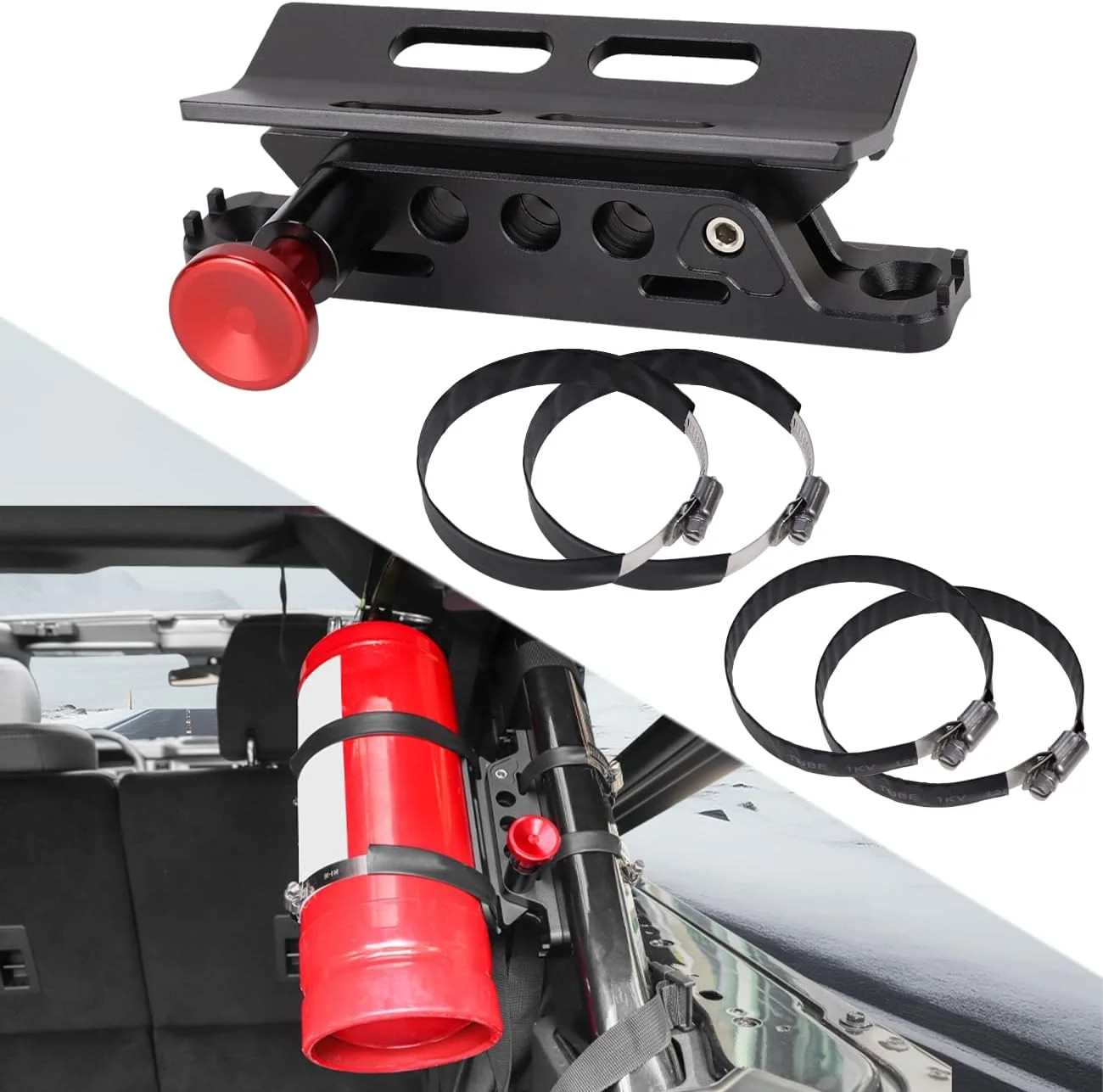 Aluminum Quick Release Roll Bar Fire Extinguisher Mount Holder Compatible with f