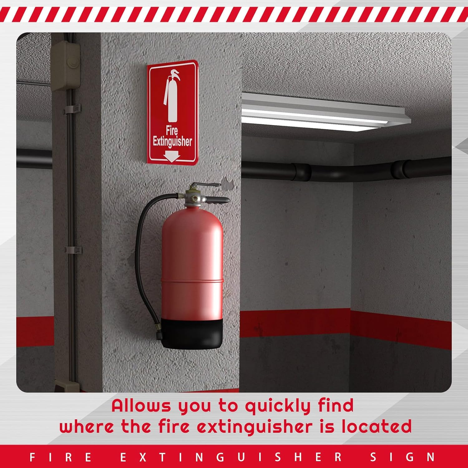 24 Pcs Fire Extinguisher Signs 6.3″ X 6.3″ Fire Extinguisher with Pre Drilled Mo