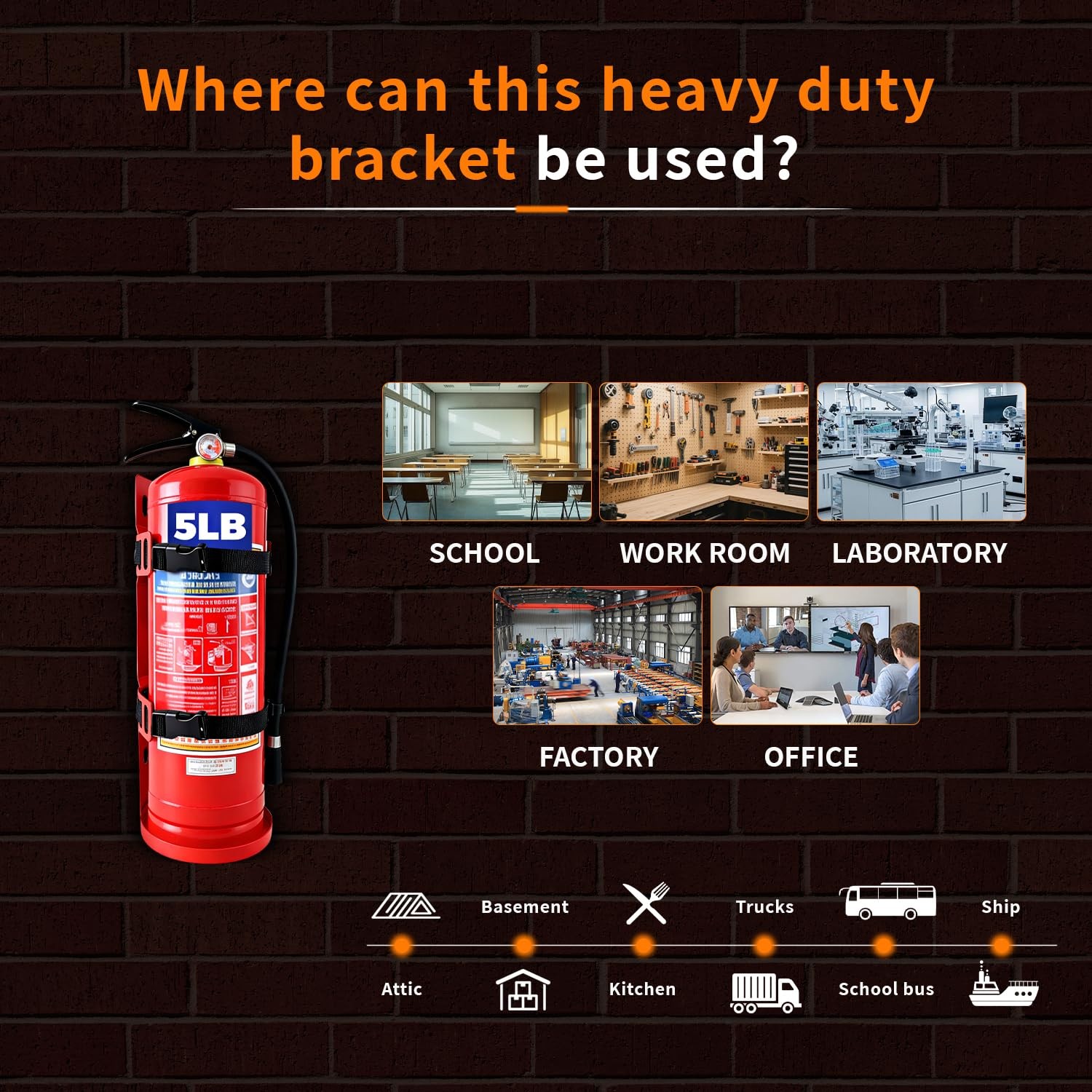1 PCS Heavy Duty Quick Release Metal Fire Extinguisher Wall Mount Fits 5 LB
