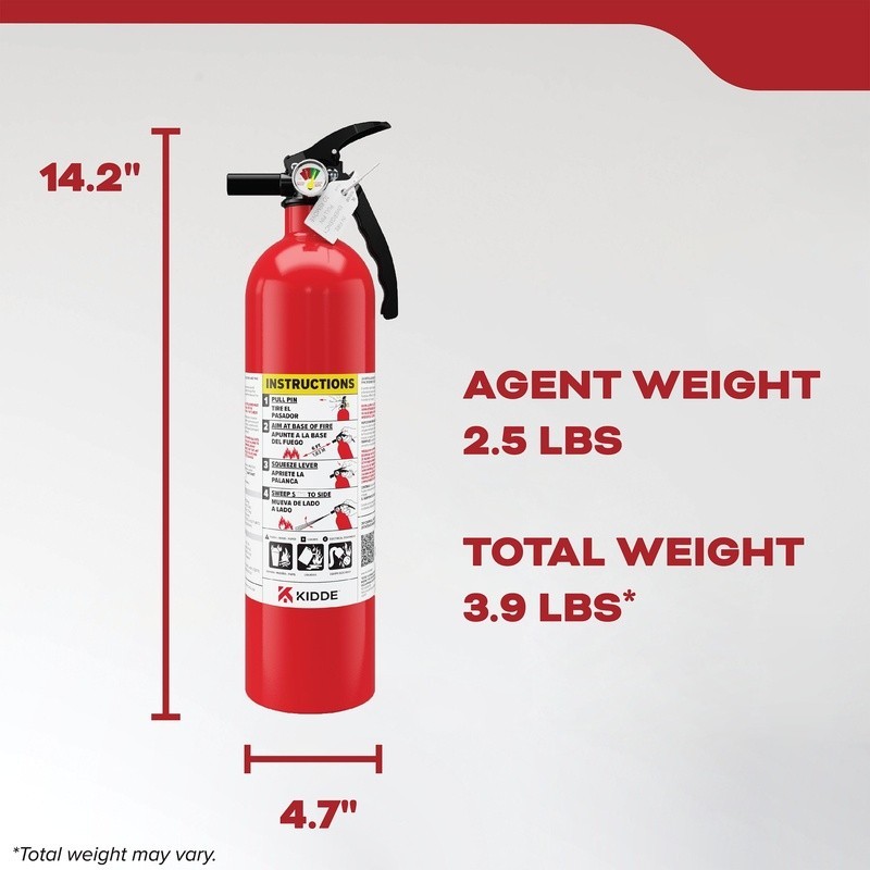 Home Fire Extinguisher 1A10BC Lightweight Reliable Dry Chemical Safety Use